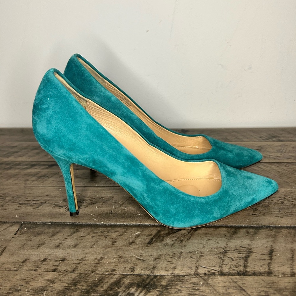 J. Crew Suede Turquoise Heels - Picture 4 of 5